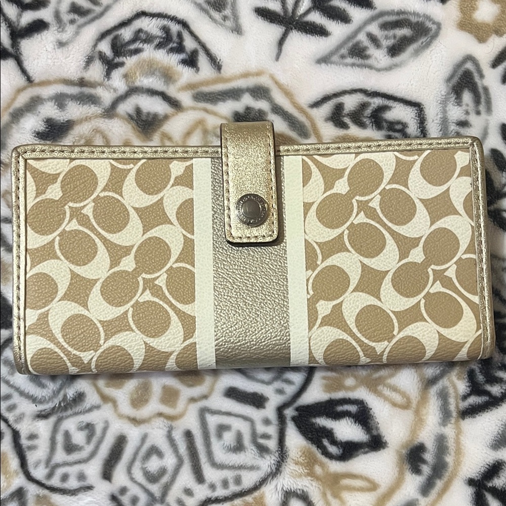 Coach Gold and Cream Metallic Women's Wallet